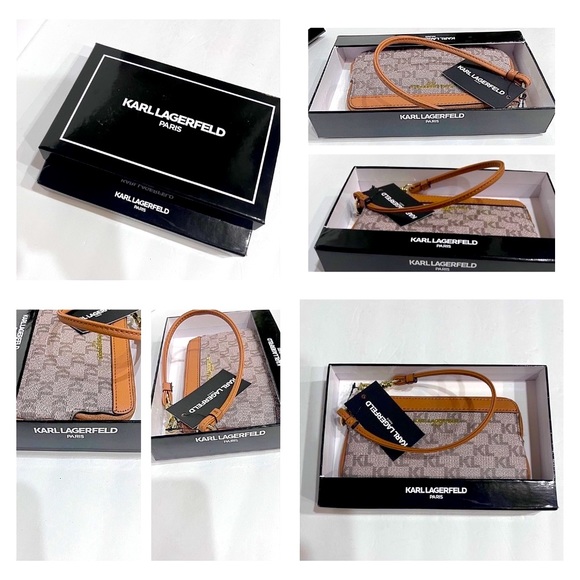 NWT Karl Lagerfeld Almond/Taupe Wristlet / Clutch / Bag - Picture 10 of 15